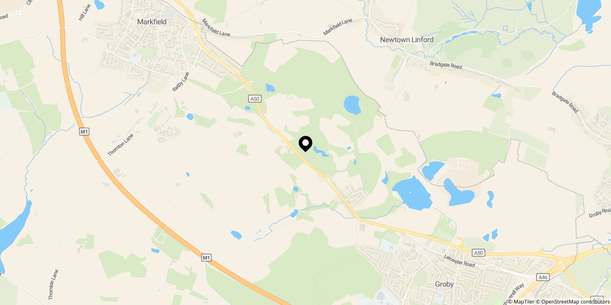 Approximate location of Bradgate Hill, Groby, Leicester, LE6 0FA