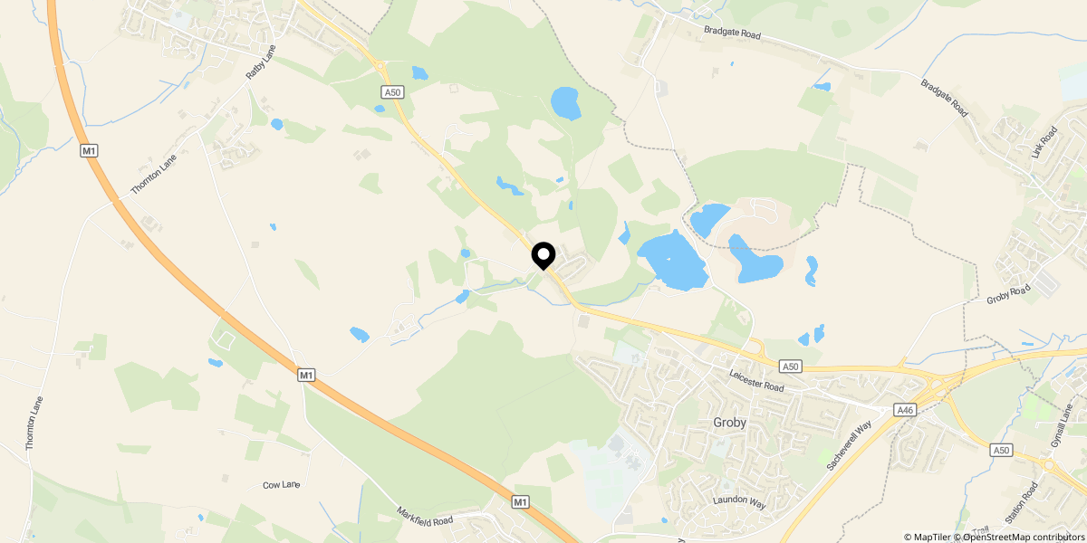 Approximate location of Markfield Road, Groby, Leicester, Leicestershire, LE6 0FA