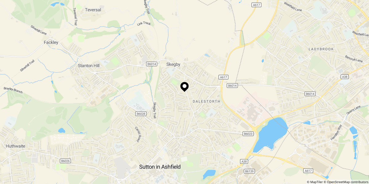 Approximate location of Forest Road, Sutton-in-ashfield, NG17 3BL