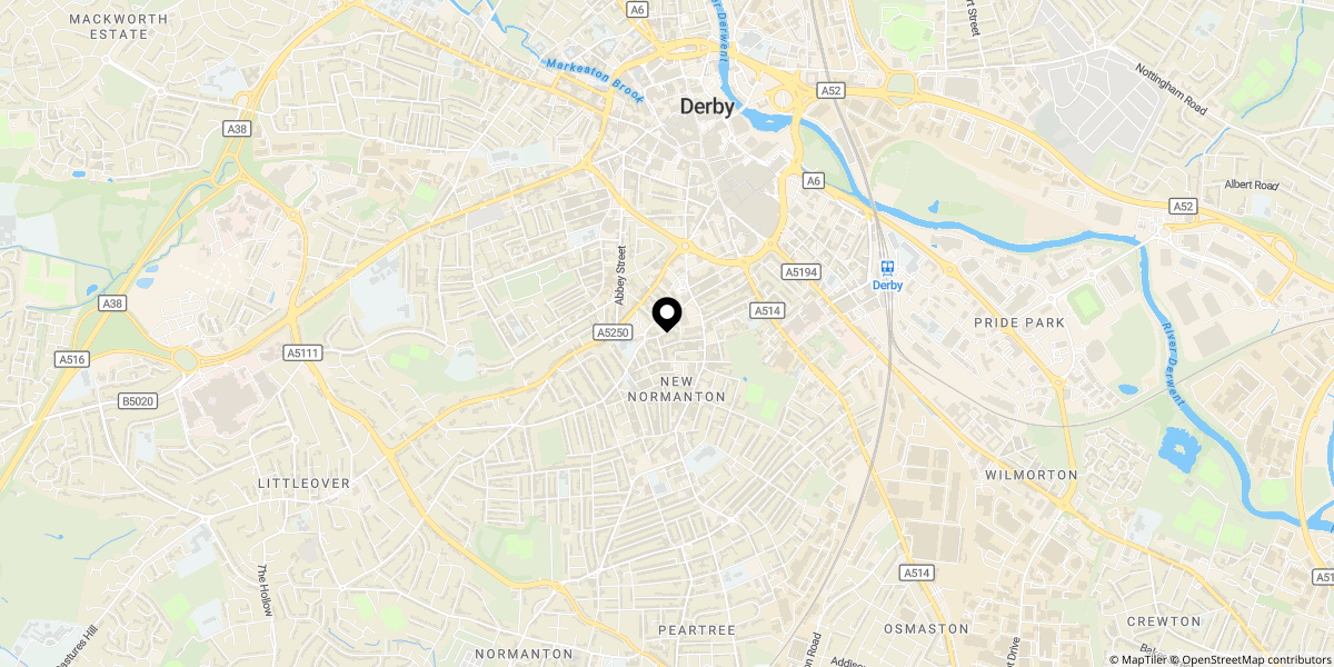Approximate location of Swinburne Street, Derby, DE1 2HJ