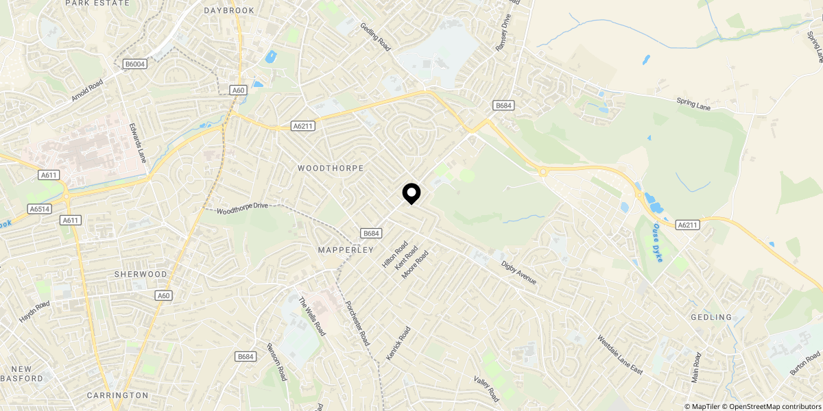 Approximate location of Hazel Grove, Mapperley, Nottingham, NG3 6DN