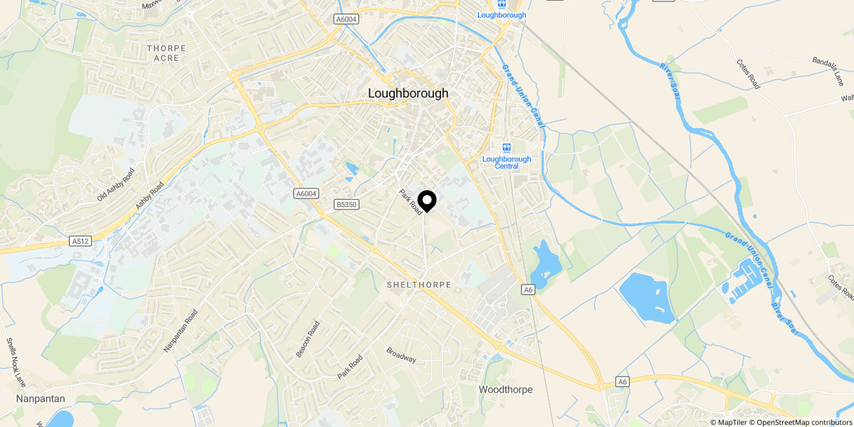 Approximate location of Burton Street, Loughborough, LE11 2DT