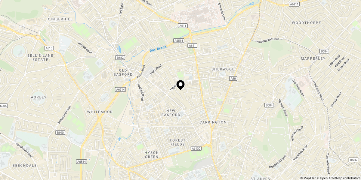Approximate location of Camelot Avenue, Sherwood, Nottingham, NG5 1DW